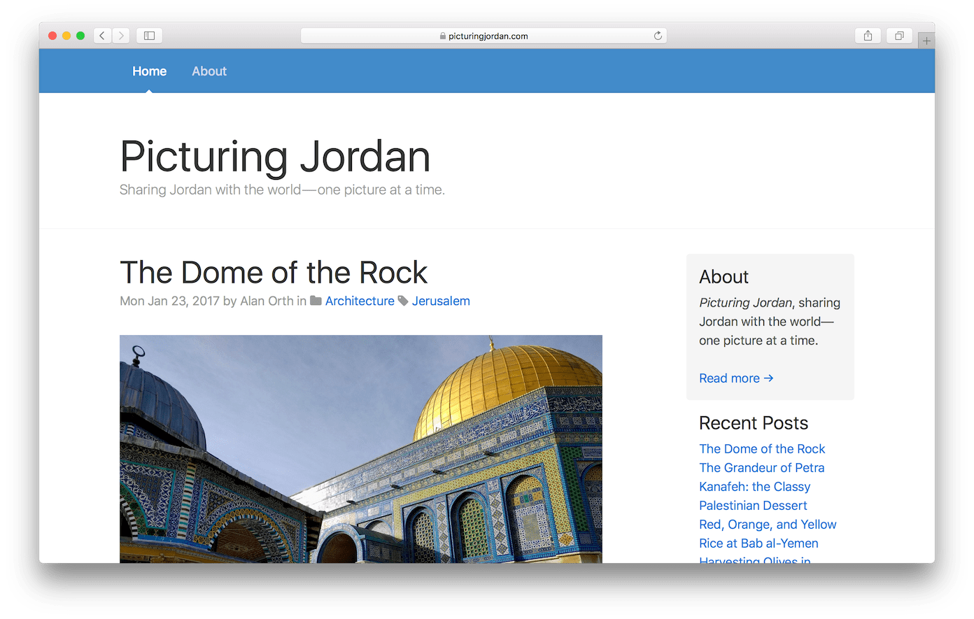Screenshot of picturingjordan.com
